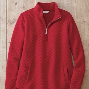 Coldwater Creek DOVER RED Textured Quarter-Zip Tunic 1X